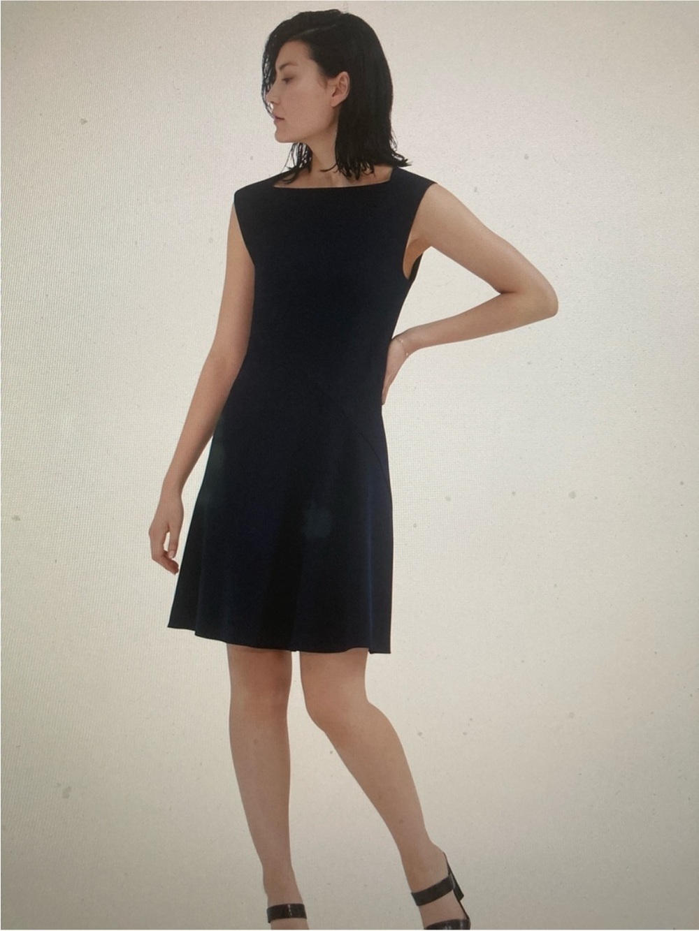 M.M. Lafleur Pauline Boatneck Sleeveless Dress in Navy